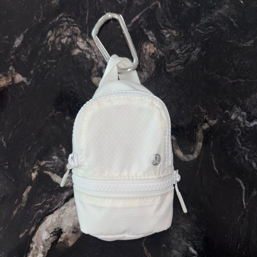 LululemonWhite Mini Backpack Keychain